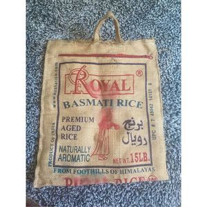 Burlap Beach Bag / Tote - Royal Balsamic Rice Bags - Boho Style